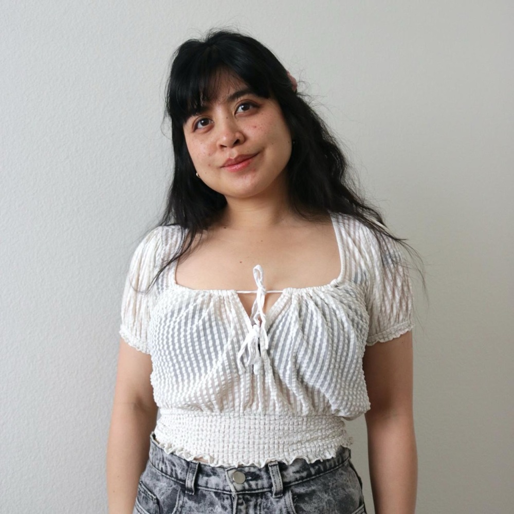 Urban Outfitters ivory sheer cropped prairie blouse